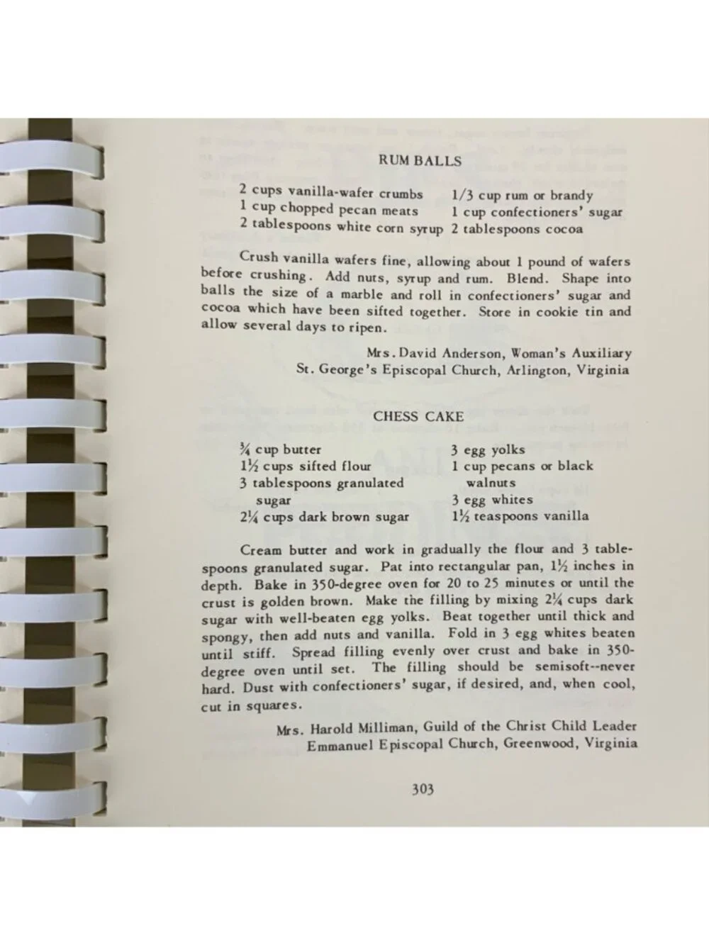 Virginia Cookery Past and Present Vintage Cookbook Olivet Episcopal Church 1982